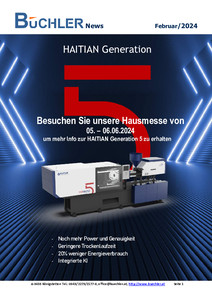 Preview Besuchen Sie unsere Hausmesse von 
05. – 06.06.2024
um mehr Info zur HAITIAN Generation 5 zu erhalten
Wir präsentieren:
HAITIAN Mars Generation 5
ZHAFIR Zeres Generation 5
GETECHA Rotoschneider GRS 300
ABONI HydroTracer HT3
MAGUIRE Vakuumtrockner ULTRA-150
MOVACOLOR MDS Balance
Und vieles mehr!
Es erwartet Sie außerdem:
Informationen zu allen ausgestellten Exponaten und deren Herstellern
Live-Produktion von Spritzgussteilen
Live-Vorträge über HAITIAN Generation 5
Ort und Zeit: 
Wipfinger Straße 23, 
A-3433 Königstetten
05.-06. 2024 ab 10 Uhr
