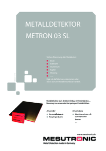 Übersicht Metalltetektoren Metron 03 SL