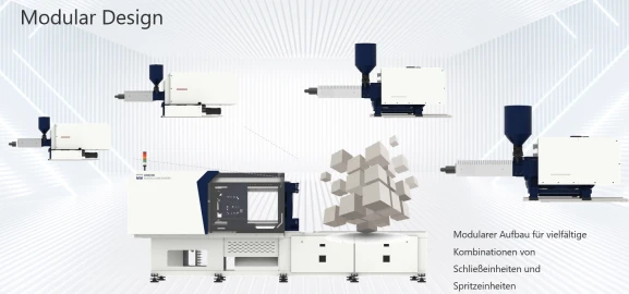 Modularer Aufbau für vielfältige Kombinationen von Schließeinheiten und Spritzeinheiten
