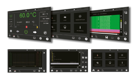 Elektronische SPS-Steuerung mit PID-Regelung und 7“ Touchdisplay mit Anzeige der eingestellten und der tatsächlichen Temperatur. Mit automatischer Temperaturüberwachung mit Grenzwertkontrolle und Überwachung der maximalen Temperatur.