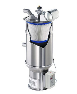 Hopper loaders for powders filter
